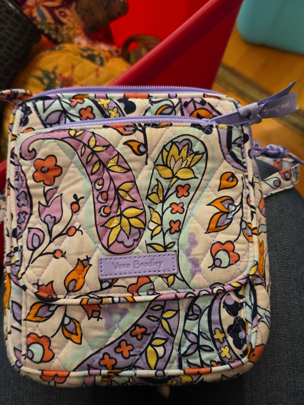 Vera Bradley Lavender Paisley Floral Quilted Crossbody